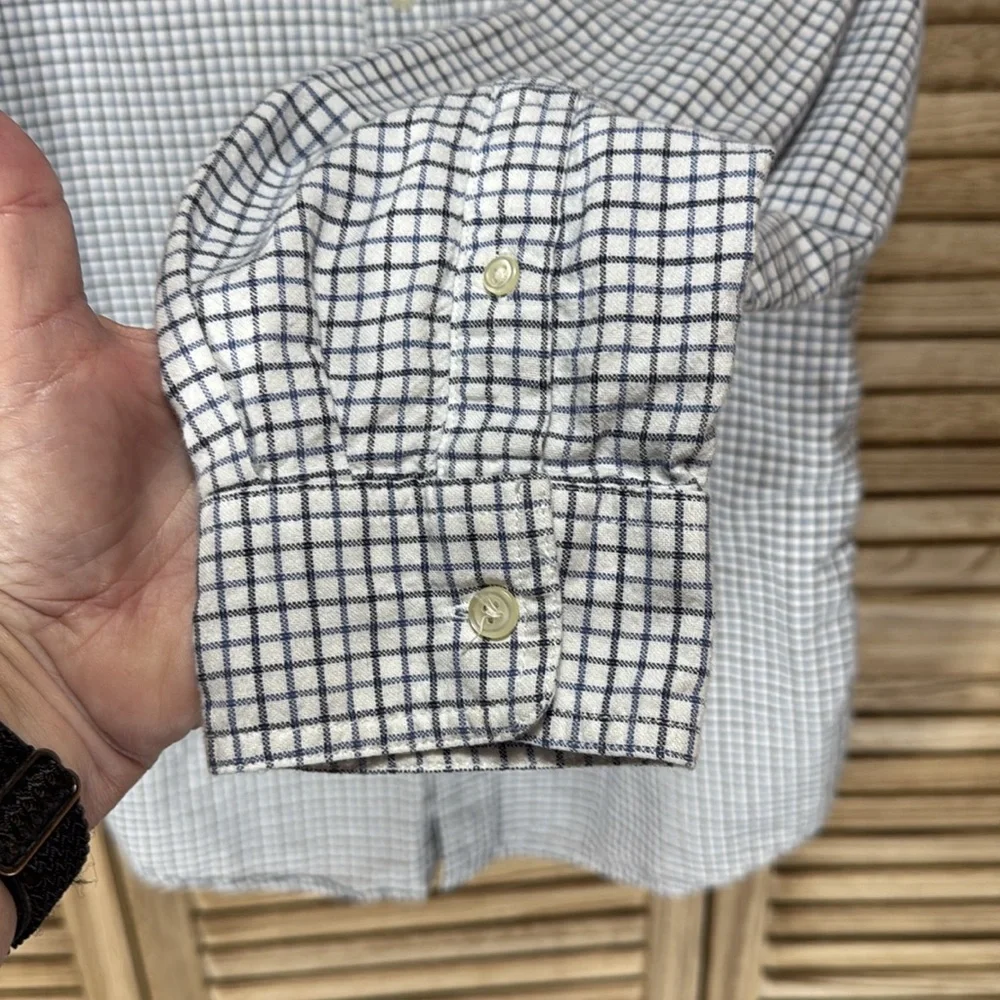 Chaps Shirts Men's White and Blue Plaid Long Sleeve Button Down Size L - Picture 5 of 14